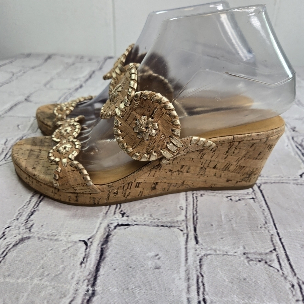 Jack Roger's Lauren cork gold medallion wedge sandals - Picture 8 of 12